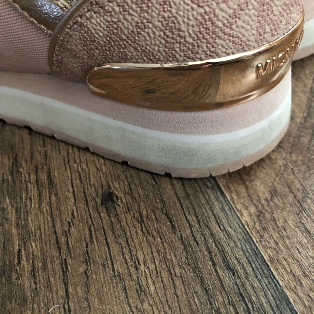 Michael Kors Pink and Gold Maddy Two-tone Logo Women's Sneakers Size 7M - Picture 7 of 9
